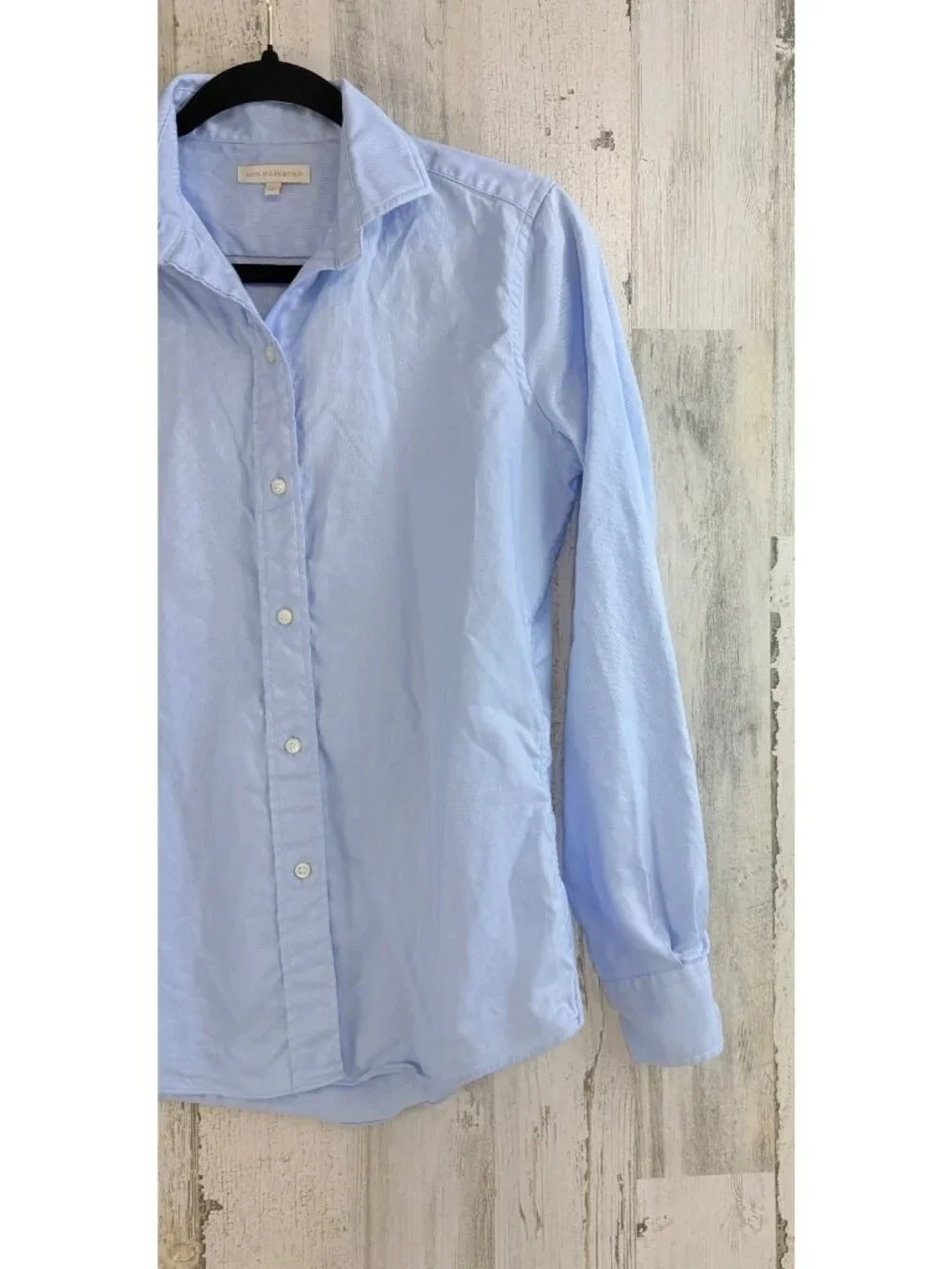 Ann Mashburn Icon Spread Shirt Sz M Sky Blue Roxford Oxford Button Down - Picture 5 of 12